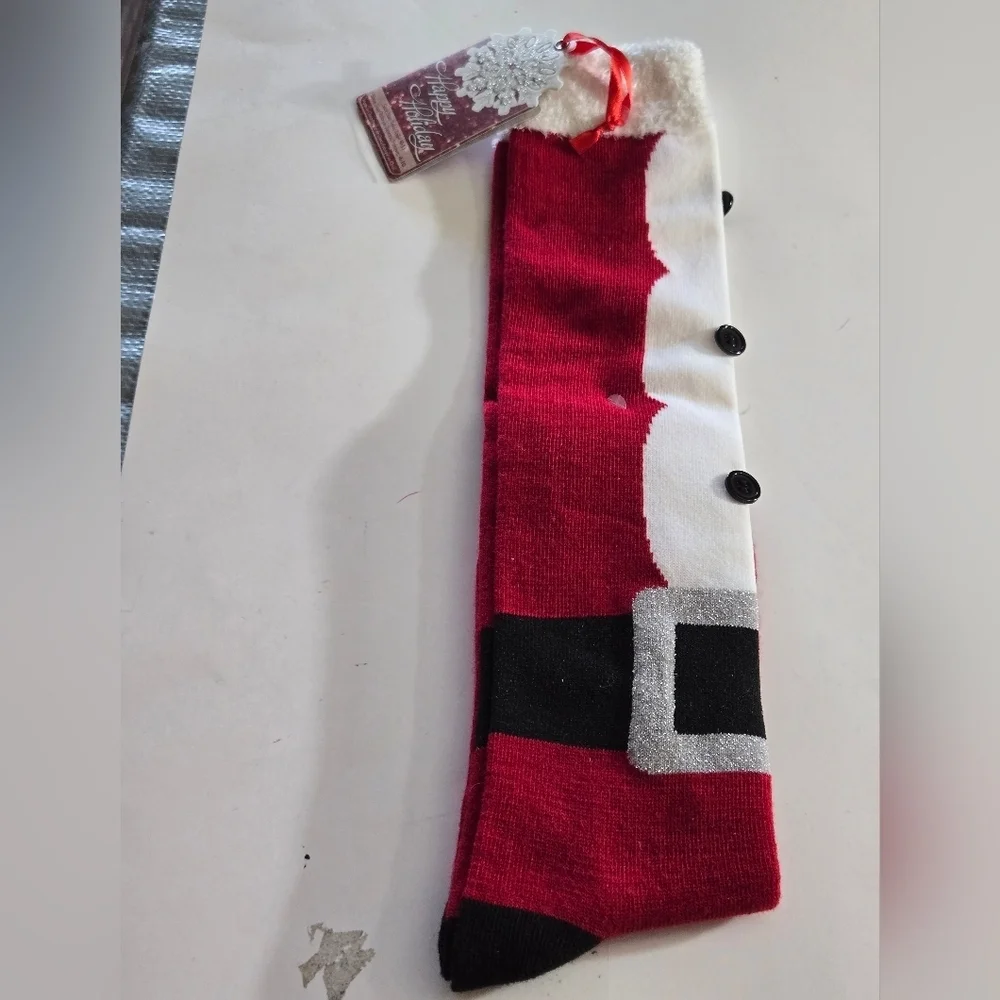 Planet Sox Santa clause Novelty New NWT Sock sz 9-11 Shoe Sz 4-10 Red White